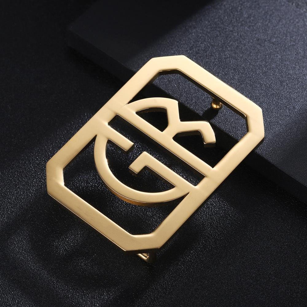 monogram style 2 initials letters custom belt buckle design for fathers day