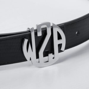 round circle 3 english letters monogram style silver color custom belt buckle