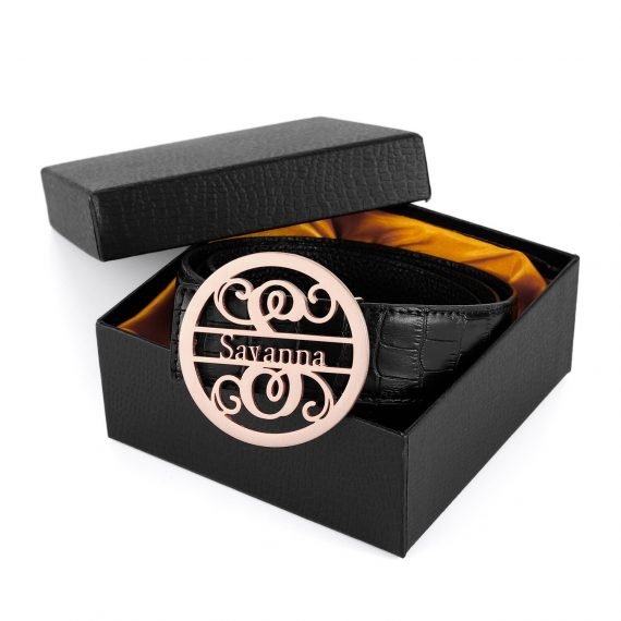 Personalized High Quality Rose Gold Color Plated Custom Name Belt Buckle Design Stainless Steel Floral Name Belt Buckle Design For Men Women