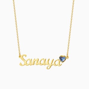 Heart Birthstone Name Necklace