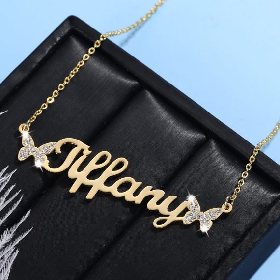bespoke personalized custom name necklace with butterflies