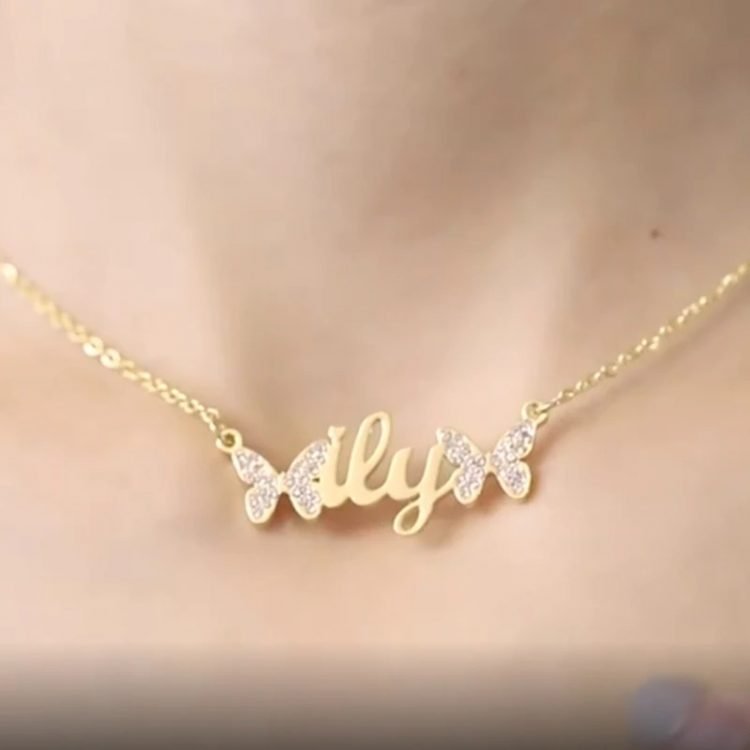 butterfly custom name necklace