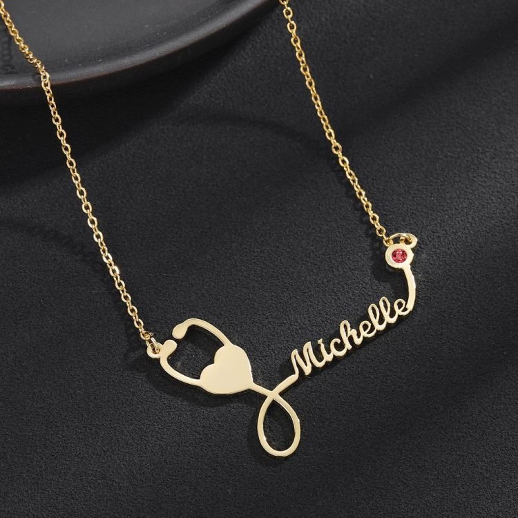 Custom Stethoscope Name Necklace For Women Daughter Doctor Nurse Gift