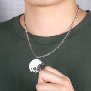 American Football Player Helmet Custom Name Necklace For Men American Football Player Number Name Necklace Unique Jewelry For Players