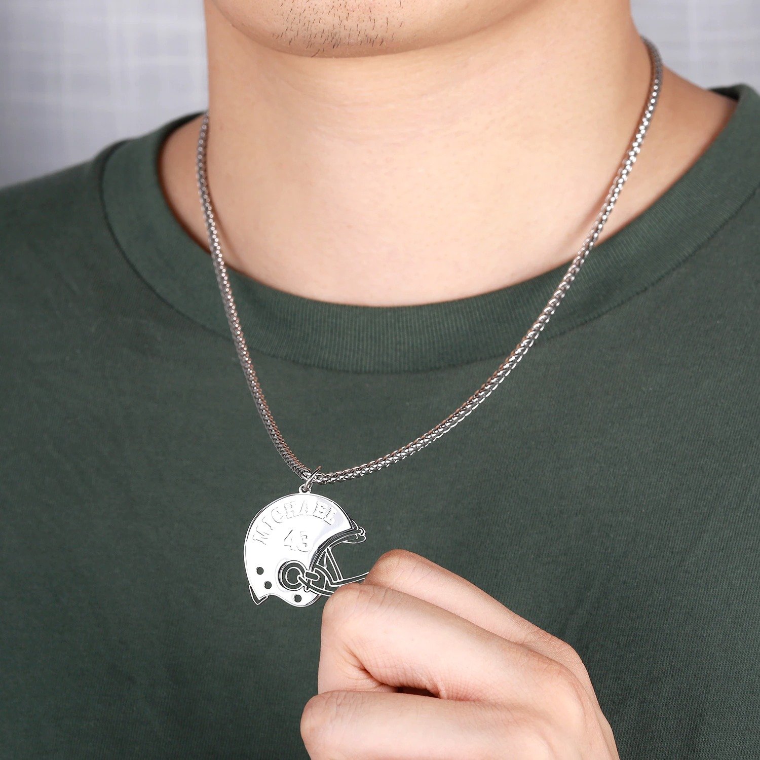 American Football Player Helmet Custom Name Necklace For Men American Football Player Number Name Necklace Unique Jewelry For Players