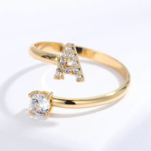 English Custom Letter Ring For Ladies Gold Silver Rose Gold Initial Ring