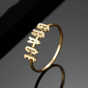 Gold Plated High Quality Personalized Custom Name Ring Separate English Initials Ring For Ladies