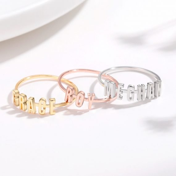 Gold Silver Rose Gold Color Plated High Quality Custom Name Ring For Girls