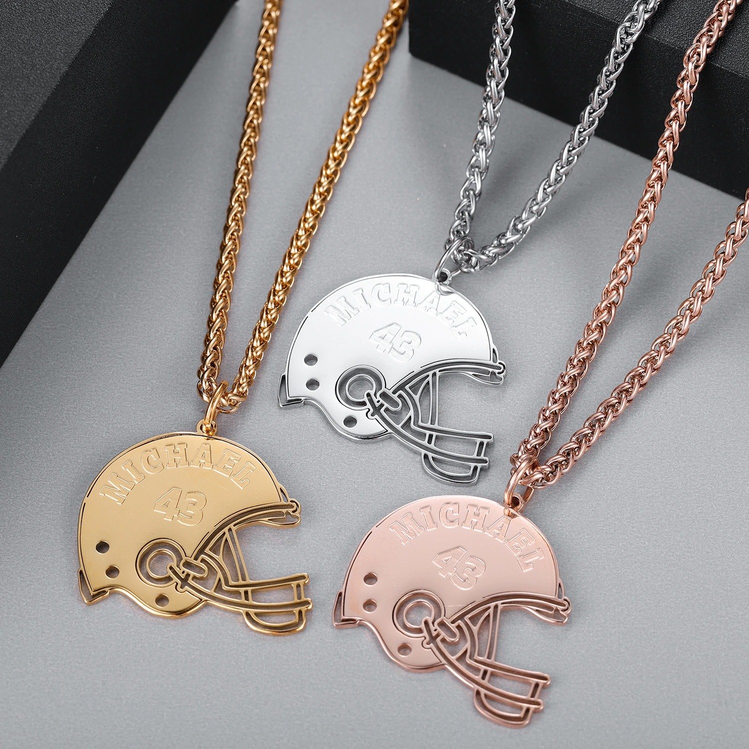 Gold Silver Rose Gold Custom Name Necklace Crafted Americal Football Player Name Number Pendant Necklace For Sporty Men Best Quality Jewelry