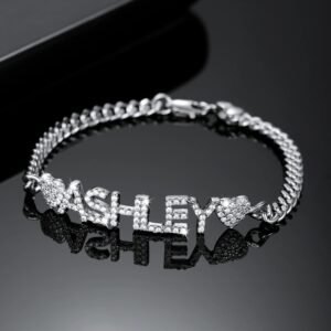 Premium Quality Silver Plated Custom Name Bracelet For Women Stainless Steel Personalized Jewelry For Women Jewelry For Ladies Bling Name Wrist Wear Jewelry