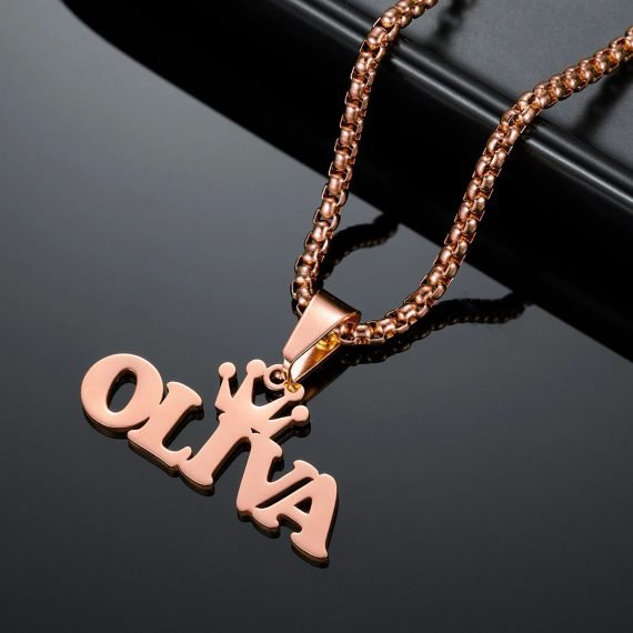 Rose Gold Custom Name Necklace Multiline Box Chain Name Necklace For Women Tiara Name Necklace More Name Necklace Bespoke Necklace