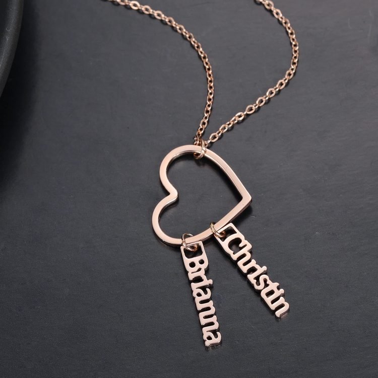 Rose Gold Custom Name Necklace With Three Dangle Best Friends Names Necklace Personalized Jewelry Chain For Women Ladies