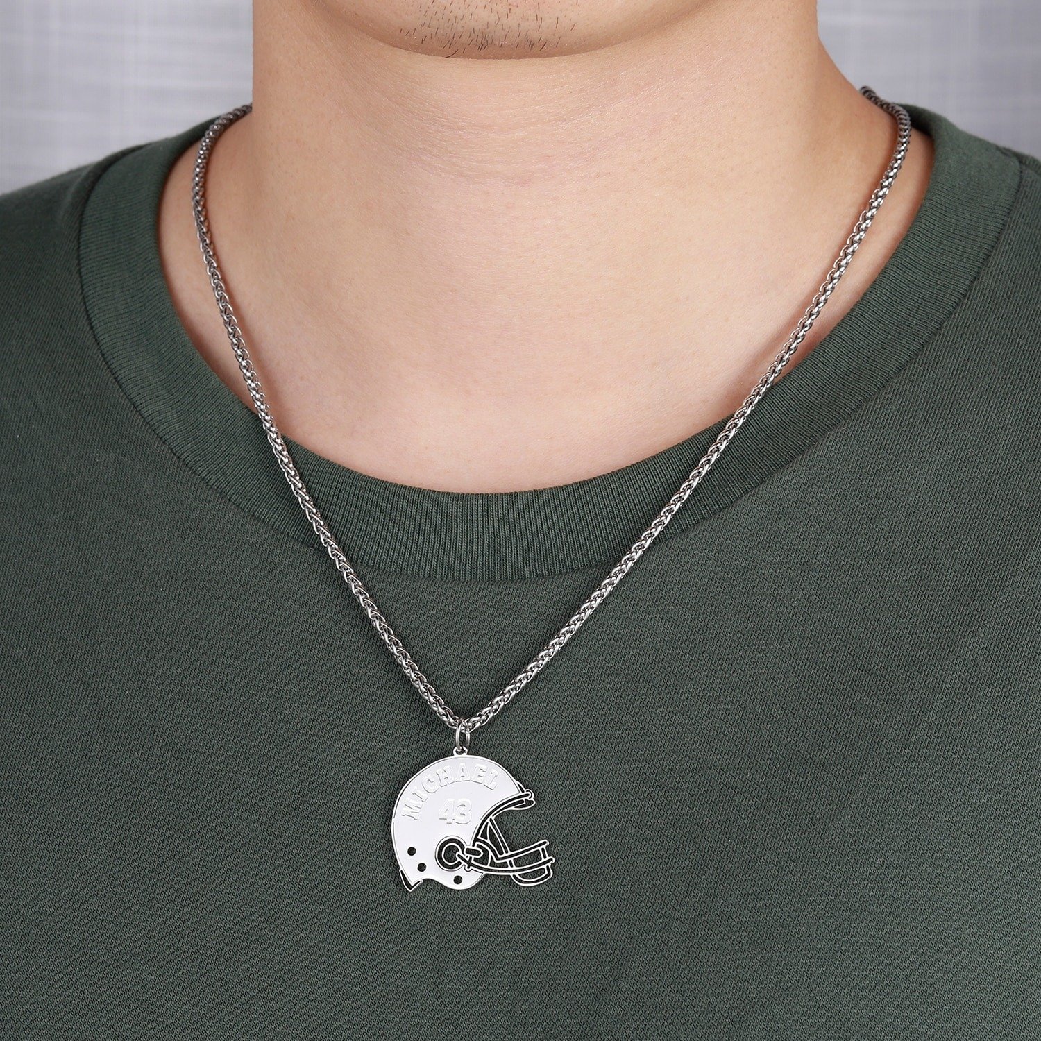 Silver Color Plated Premium Quality Stainless Steel Custom Name Necklace For American Football Players Jewelry For Men