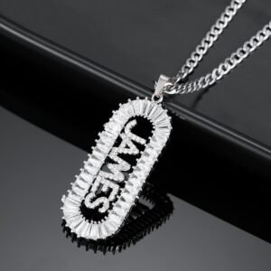 Silver Name Necklace Cubic Zirconia Custom Name Necklace With Crystal Letters For Hip Hop Jewelry
