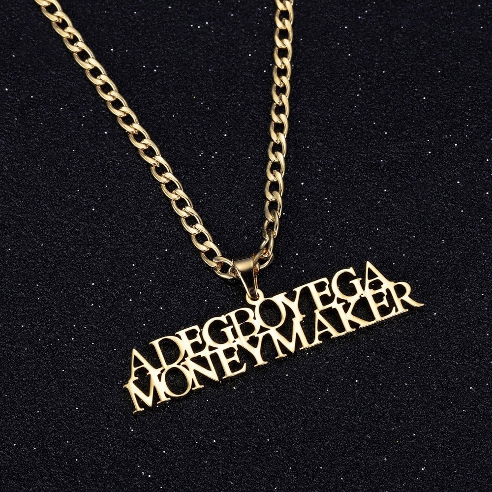 personalized custom made 3 names text lines pendant necklace for men and women