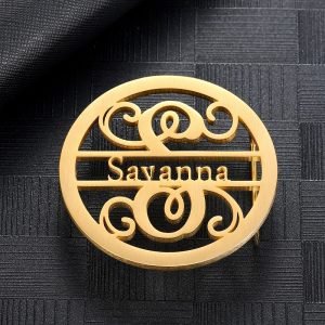 Custom Made High Quality Name Belt Buckle For Men Women Personalized Accessories For Both Men & Women Floral Name Belt Buckle With Round Name Plate For Plain Lychee And Crocodile Belts