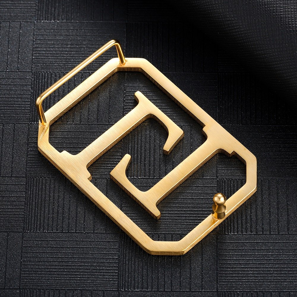 Gold Silver Rose Gold Color Plated High Quality Custom Letters Belt Buckle For Men Personalized Initials Waist Belt Buckle For Casual Use Gift To Brother Family Member