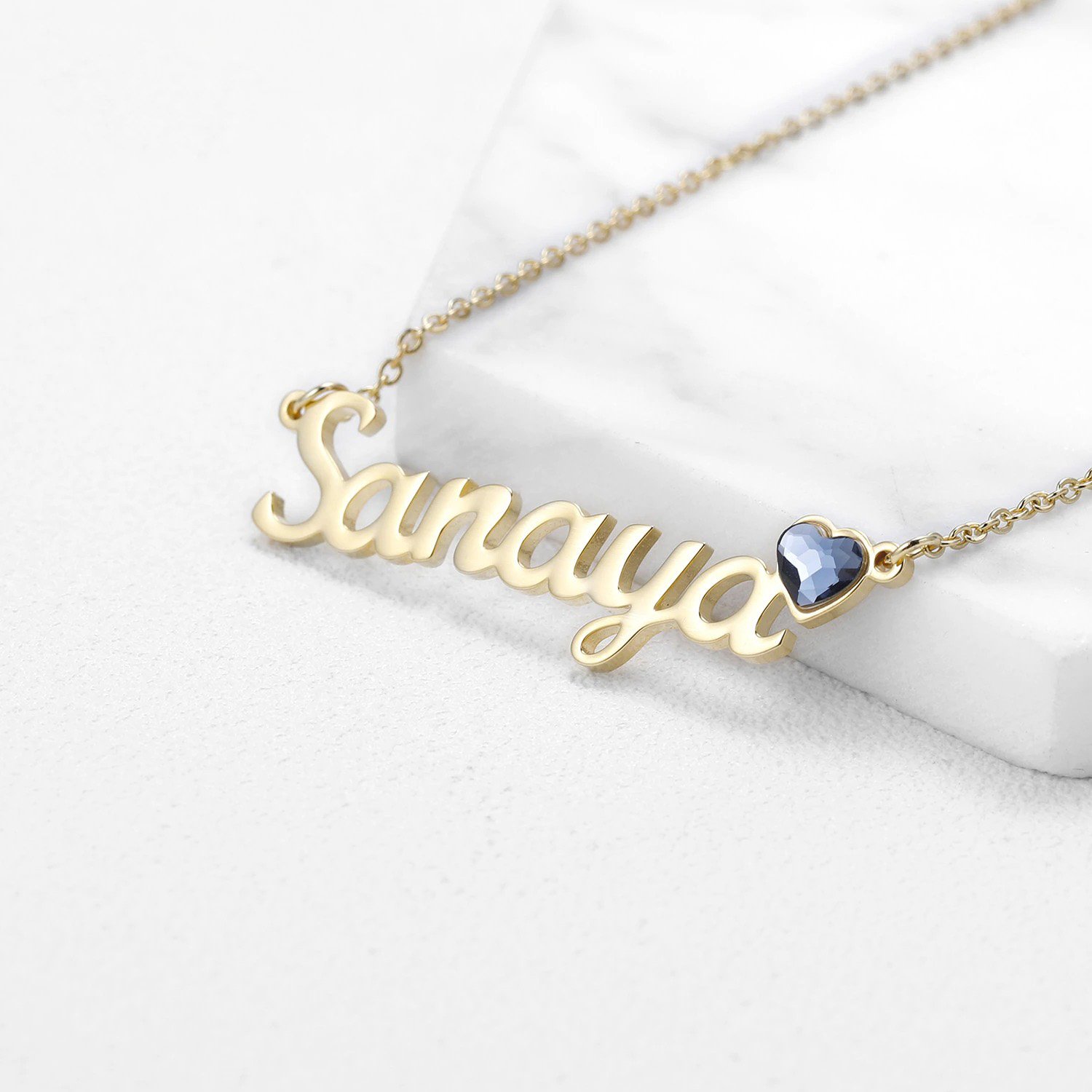 Heart Birthstone Custom Name Necklace Personalized Name Necklace For Simple Bling Crystal Jewelry Lovers Necklace With My Name Pendant Casual Name Necklace For Ladies