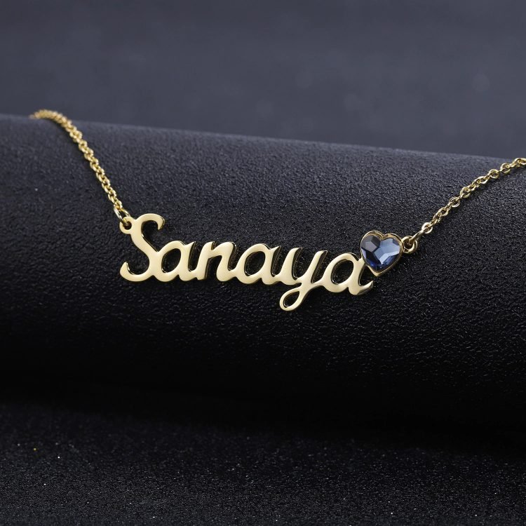 High Quality Crafted Name Necklace With Birthstone Simple Looking Custom Name Necklace For Women Casual Jewelry For Casual Outings Meetup With Friends And Colleagues