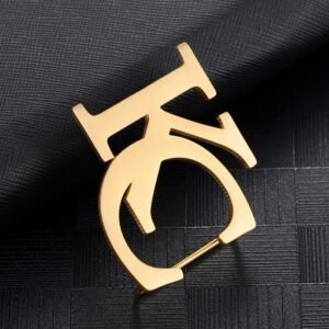 Minimalist Design Simple Looking Custom Two 2 Dual English Initials Belt Buckle For Men Women Personalized High Quality Suspender Wear Design For Casual Outfits