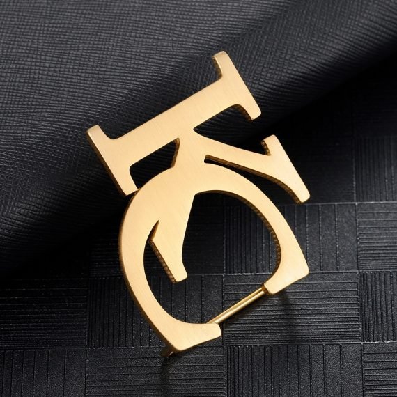Minimalist Design Simple Looking Custom Two 2 Dual English Initials Belt Buckle For Men Women Personalized High Quality Suspender Wear Design For Casual Outfits
