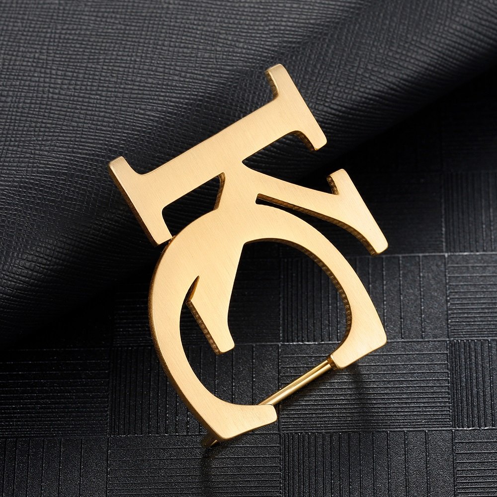 Minimalist Design Simple Looking Custom Two 2 Dual English Initials Belt Buckle For Men Women Personalized High Quality Suspender Wear Design For Casual Outfits