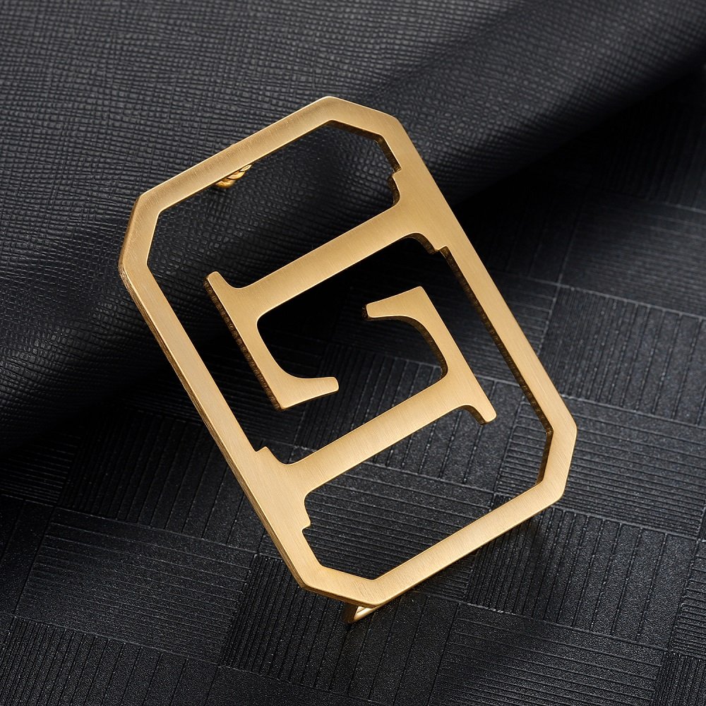 Personalized Gold Silver Rose Gold Colors Plated Custom Two English Letter Belt Buckle Gift For Father Brother Husband With Crocodile Lychee And Plain Belt Types