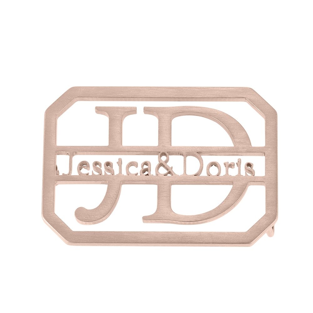 Premium Quality Rose Gold Color Plated Custom Name And Initials English Made To Order Waist Belt Buckle Designs For Men And Women High Quality Belts For Personalized Use