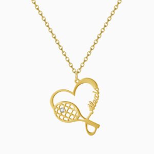 Tennis Lover Birthstone Name Necklace