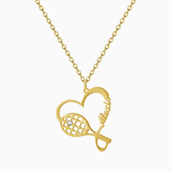 Tennis Lover Birthstone Name Necklace