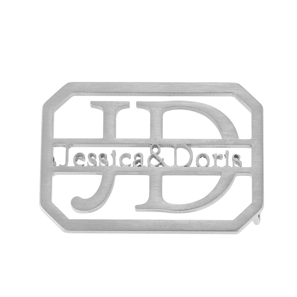 Silver Color Plated Custom Dual English Letters Waist Belt Buckle Design For Men And Women High Quality Personalized Custom Accessory Pieces For Casual Outfits
