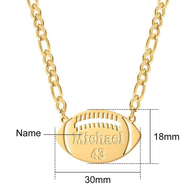 3mm Cuban Chain Rope Chain Simple Looking Personalized Jewelry For Sport Lover Name Necklace High Quality Name Necklace For Men And Women American Football Name Necklace For Men And Women