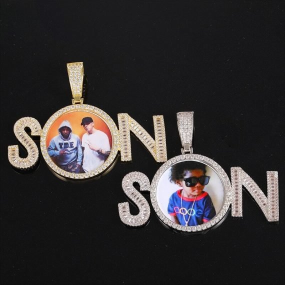 Custom Made Hip Hop Name Necklace Personalized Photo Frame Name Necklace One English Name Necklace With Photo Frame For Casual Wears Jewelry For Regular Outfits