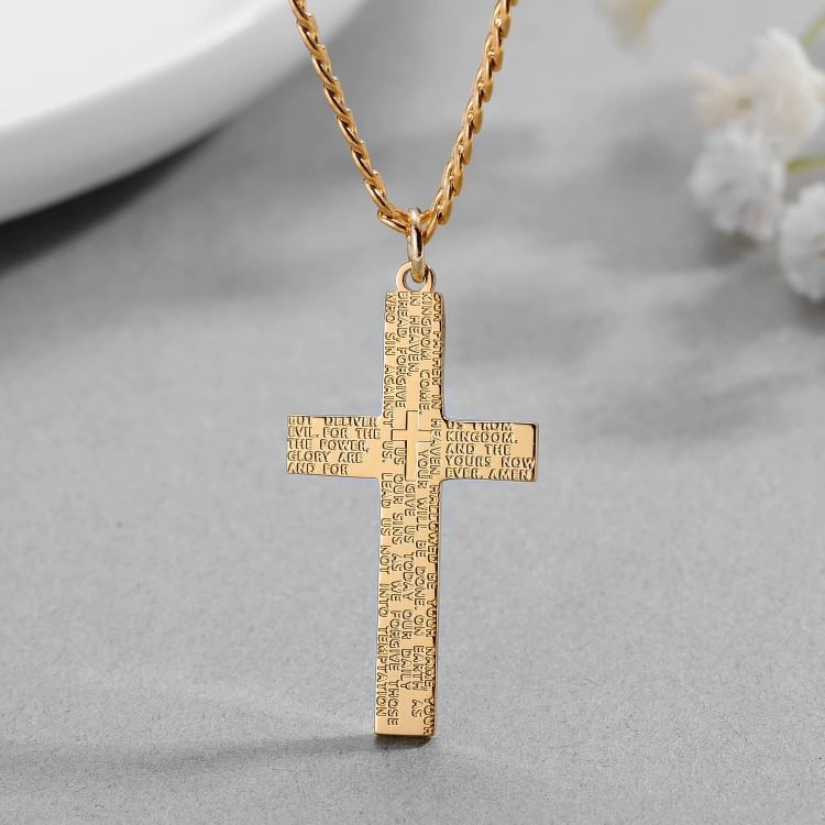 Frosted Custom Name Necklace High Quality Memorable Christmas Gift Personalized Catholic Cross Necklace High Quality Simple Pendant Necklace Christmas Gift