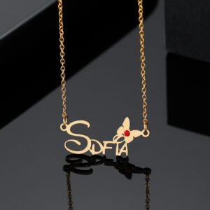 High Quality Custom One English Name Necklace With Birth Month Stone Personalized Name Necklace For Teenage Girls And Young Ladies Women's Jewelry For Casual Use