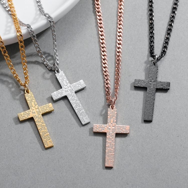 Hip Hop High Quality Stainless Steel Catholic Cross Necklace Premium Quality Cross Necklace For Men And Women Decent Looking Personalized Jewelry Gift For Christmas