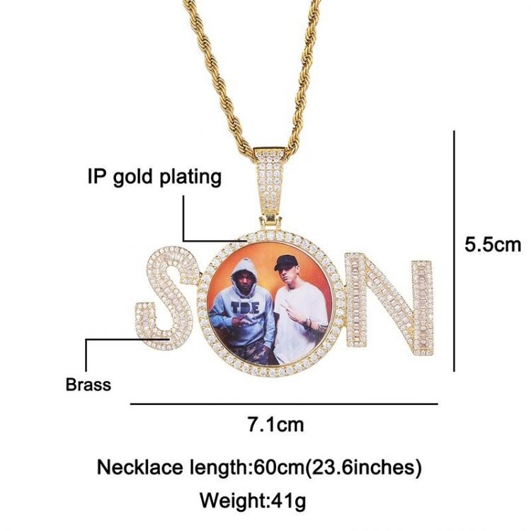Personalized Custom Photo Necklace High Quality image Photo Frame Name Necklace For Casual Wear Bespoke Photo Frame Name Necklace Shine Bling Jewelry