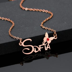 Rose Gold Color Plated Custom Made Name Necklace For Women High Quality Birthstone Name Necklace For Teenage Girls Personalized Jewelry For Women