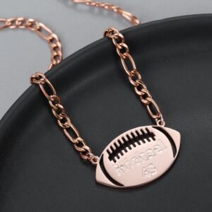 Rose Gold Name Necklace Custom Sport Name Necklace Personalized Custom American Football Name Necklace For Sport Lovers Name Necklace For American Football Lovers