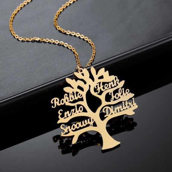 Custom Family Names Necklace Prsonalized Simple Looking Family Names Necklace For Women Gift To Mother Elder Aunty Grand Mother Father Mother And Children Names Pendant Tree Of Life Necklace