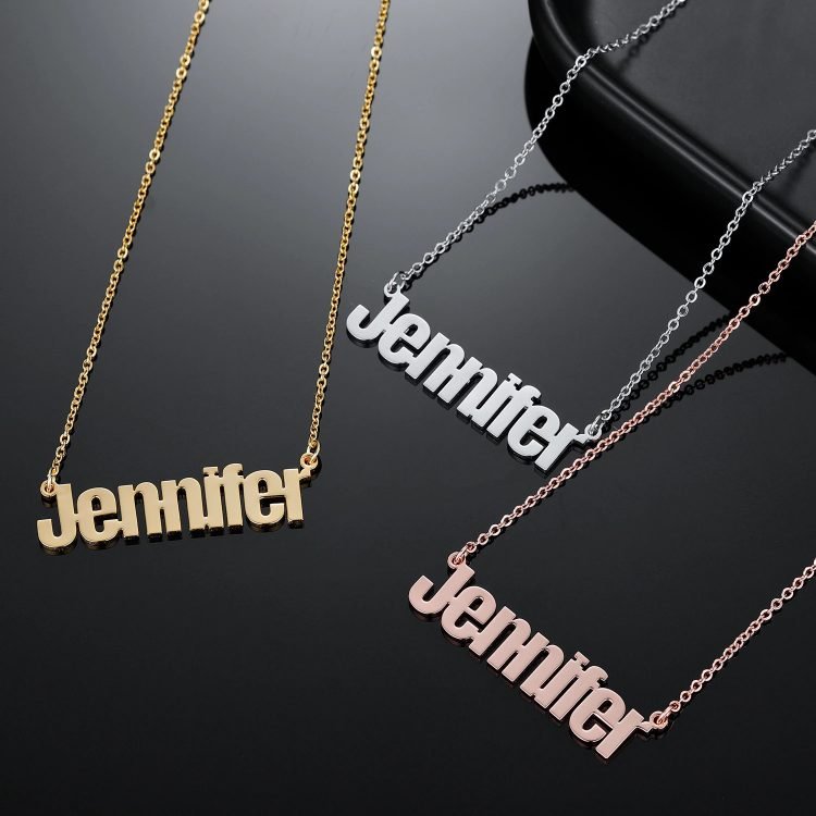 Gold Color Plated Custom Name Necklace For Women Silver Color Plated Custom Name Necklace For Women Rose Gold Color Plated Custom Name Necklace For Women High Quality Stainless Steel Jewelry