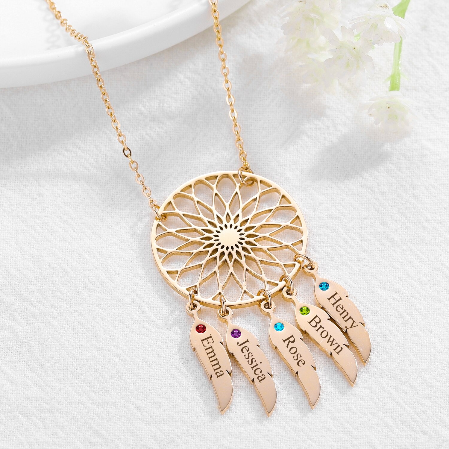Dreamcatcher Family Names Necklace 