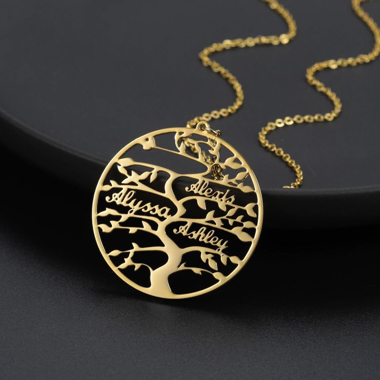 Gold Color Plated High Quality Stainless Steel Custom Name Necklace Personalized Family Name Necklace Women's Name Necklace Family Tree Name Necklace For Women Custom Names Necklace