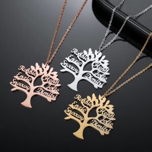 Gold Silver Rose Gold Colors Plated Simple Looking Family Names Necklace High Quality Personalized Jewelry For Women Family Name Necklace Personalized Casual Name Necklace Jewelry For Granny
