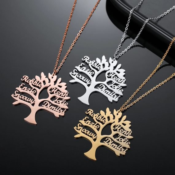 Gold Silver Rose Gold Colors Plated Simple Looking Family Names Necklace High Quality Personalized Jewelry For Women Family Name Necklace Personalized Casual Name Necklace Jewelry For Granny