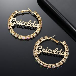 Minimalist Custom Simple Name Earrings For Women Rhinestone Name Earrings For Casual Jewelry Lovers Plated Color Name Jewelry