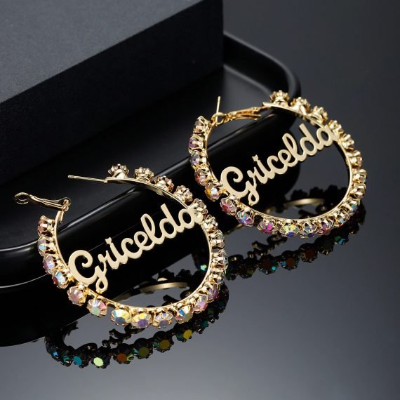 Personalized Custom Made High Quality Name Earrings Women's Custom Name Earrings Pair Of Custom Name Earrings With Crystals Shine Name Earrings For Women
