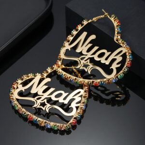 Personalized Shiny Rhinestone Custom Name Earrings High Quality Name Earrings For Occasions Stainless Steel Dangle Name Earrings For Women Crystal Earrings With Name For Women