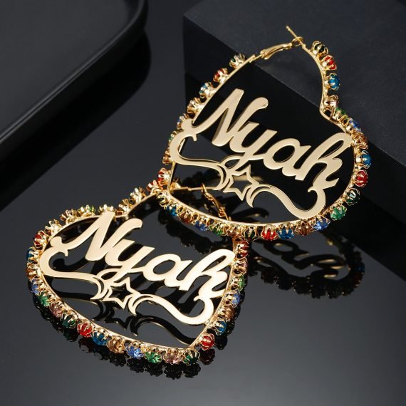 Personalized Shiny Rhinestone Custom Name Earrings High Quality Name Earrings For Occasions Stainless Steel Dangle Name Earrings For Women Crystal Earrings With Name For Women