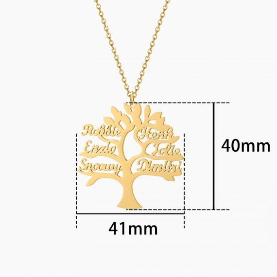 Personalized Square Nameplated Pendant Tree Of Life Custom Made Names Necklace For Women Link Chain Simple Jewelry Outfit For Women High Quality Custom Names Necklace For Women's Casual Outfits